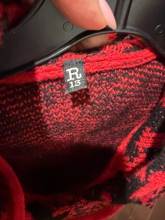 R13 Red and Black Leopard Crewneck Sweater - Picture 3 of 3